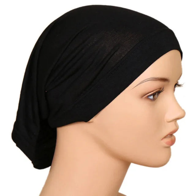 Plain Color Long Shawl Scarves Modal Jersey Hijab Muslim Headscarf Soft Black Women's Turban Tie Headband HeadWrap Lightweight