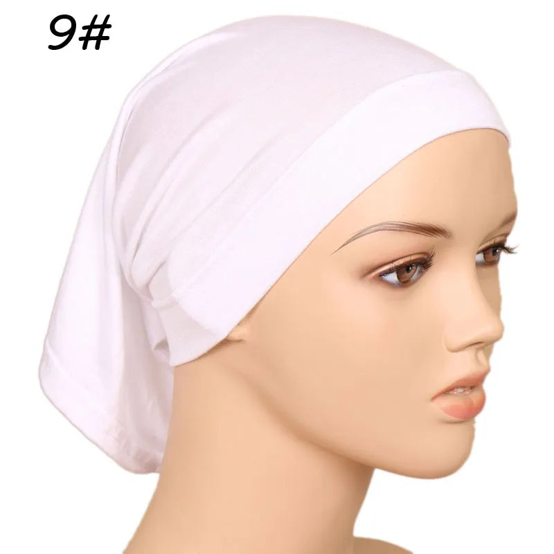 Plain Color Long Shawl Scarves Modal Jersey Hijab Muslim Headscarf Soft Black Women's Turban Tie Headband HeadWrap Lightweight