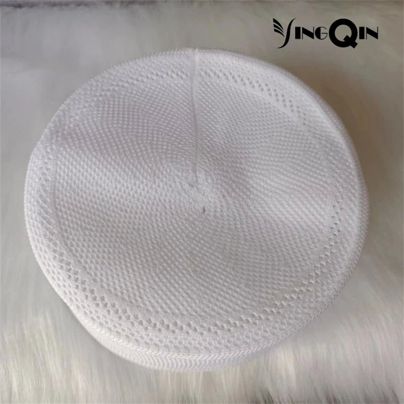 Muslim Caps For Men Clothing Freeshipping Skull Prayer Hat Flat Top Knitted Mesh Kufi Kippah Islamic Saudi Arabia Jewish Summer