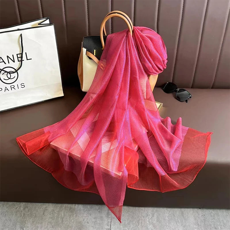 Women Silk Scarf Design Elegant Soft Lady Bufandas Scarves Veil Shawl Headkerchief HiJab Wrap Summer Beach Sunscreen Muslim