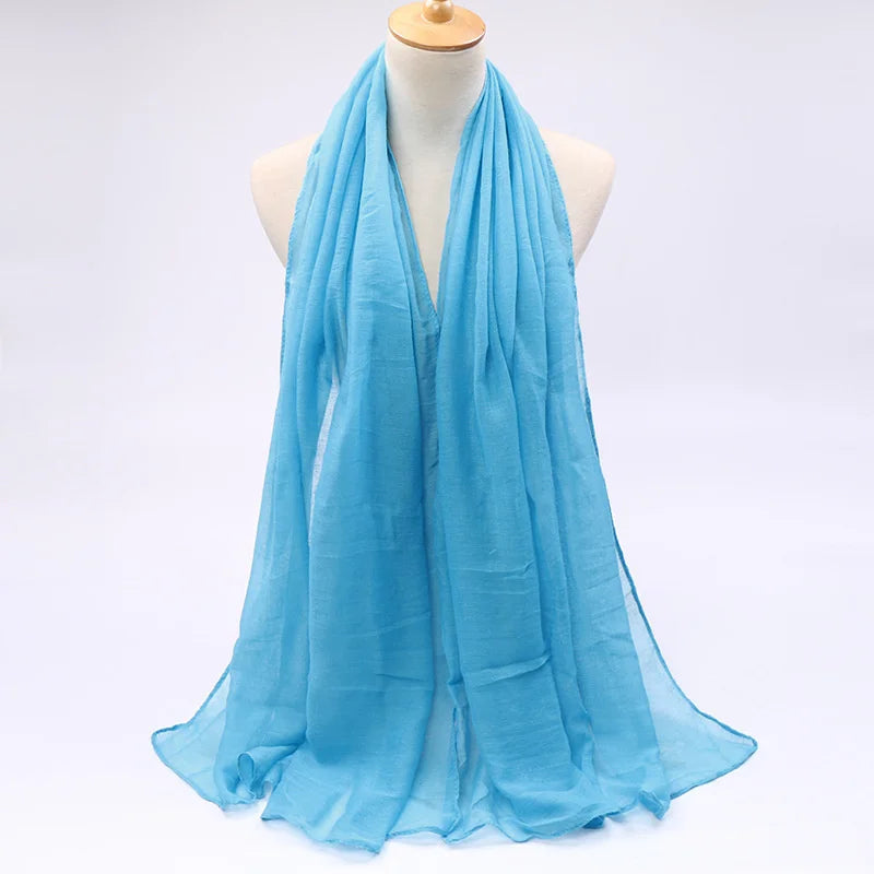 Antumn Winter Cotton Linen Scarf Shawl Women Muslim Islamic Crinkle Hijab Scarf Solid Color Large Headscarf Shawl And Wraps Hot