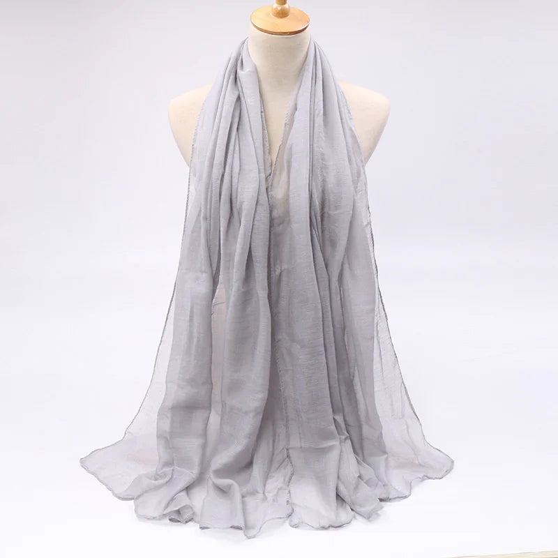 Antumn Winter Cotton Linen Scarf Shawl Women Muslim Islamic Crinkle Hijab Scarf Solid Color Large Headscarf Shawl And Wraps Hot