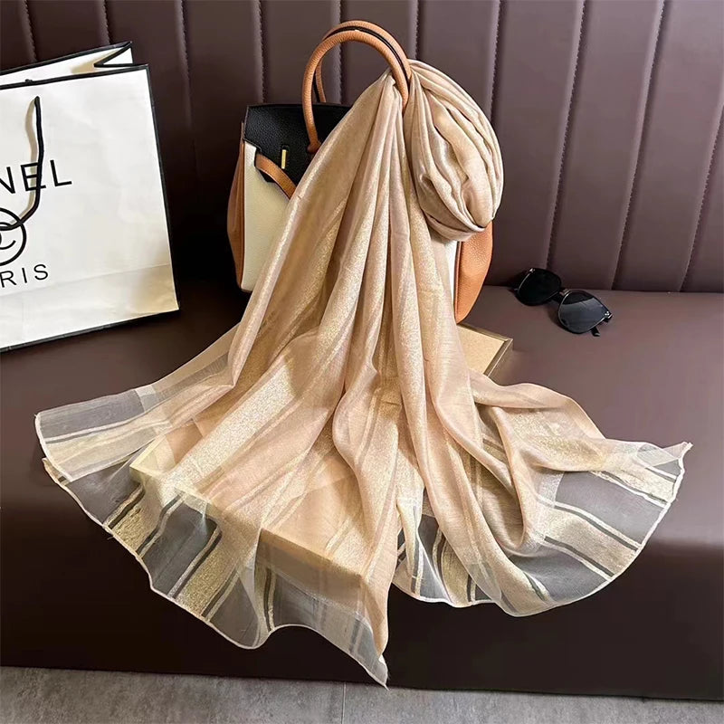 Women Silk Scarf Design Elegant Soft Lady Bufandas Scarves Veil Shawl Headkerchief HiJab Wrap Summer Beach Sunscreen Muslim