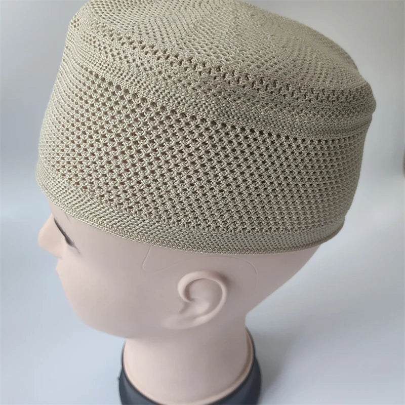 Muslim Caps For Men Clothing Freeshipping Skull Prayer Hat Flat Top Knitted Mesh Kufi Kippah Islamic Saudi Arabia Jewish Summer