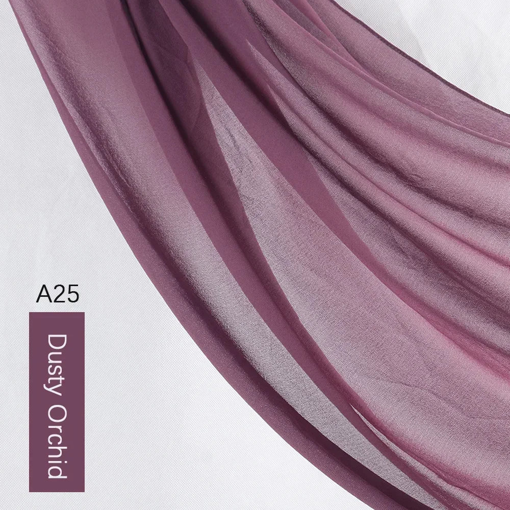 Muslim Chiffon Hijab Solid Color HIjabs Head Wraps Hijabs Scarves Ladies Foulard Femme Veil  Scurf for Women 70*180cm