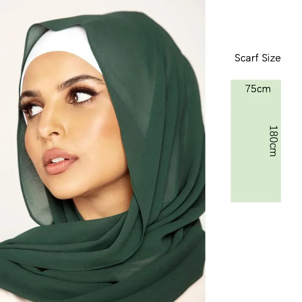 Muslim Chiffon Hijab Solid Color HIjabs Head Wraps Hijabs Scarves Ladies Foulard Femme Veil  Scurf for Women 70*180cm