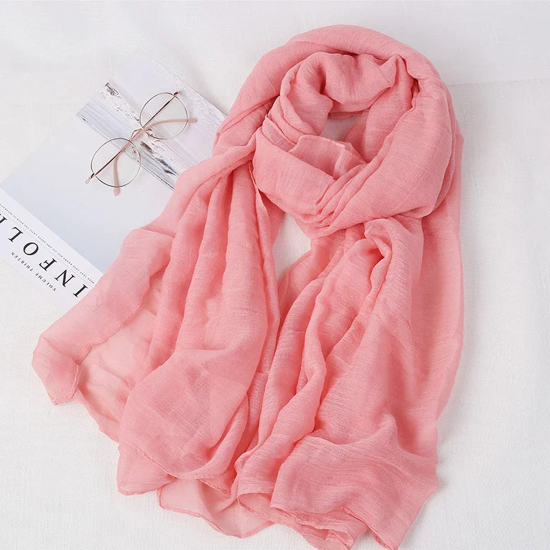 Antumn Winter Cotton Linen Scarf Shawl Women Muslim Islamic Crinkle Hijab Scarf Solid Color Large Headscarf Shawl And Wraps Hot