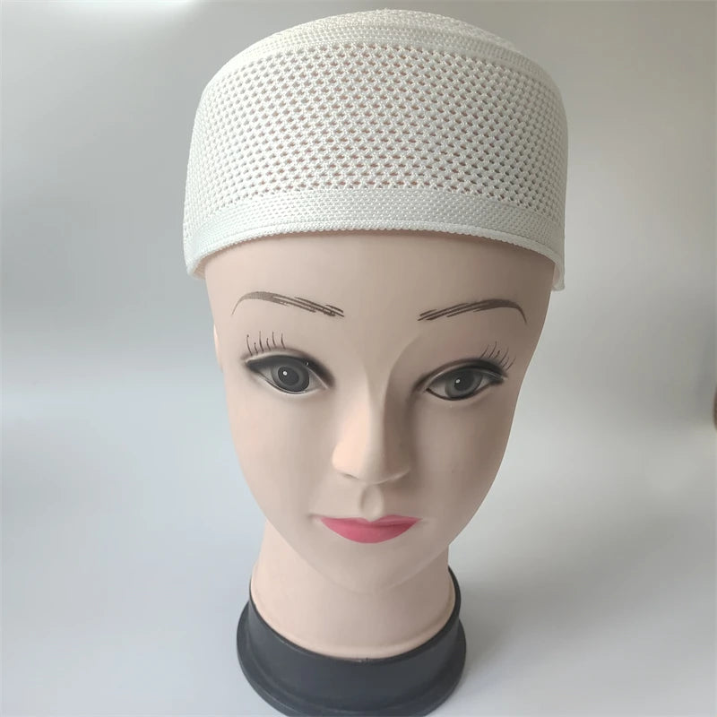 Muslim Caps For Men Clothing Freeshipping Skull Prayer Hat Flat Top Knitted Mesh Kufi Kippah Islamic Saudi Arabia Jewish Summer