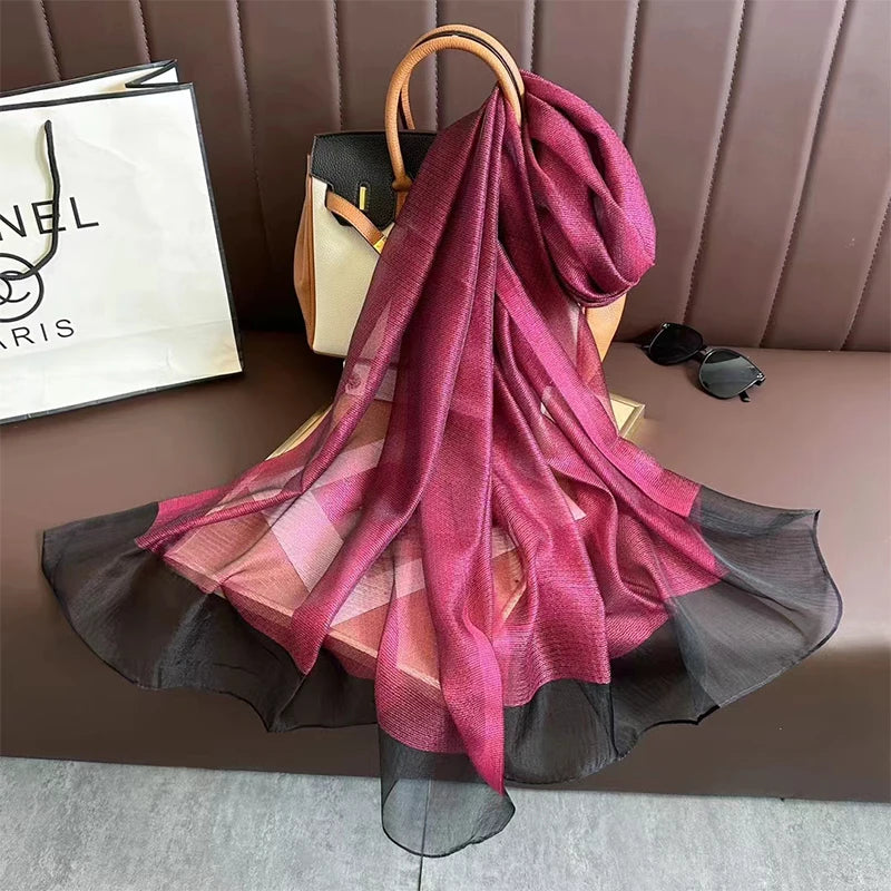 Women Silk Scarf Design Elegant Soft Lady Bufandas Scarves Veil Shawl Headkerchief HiJab Wrap Summer Beach Sunscreen Muslim