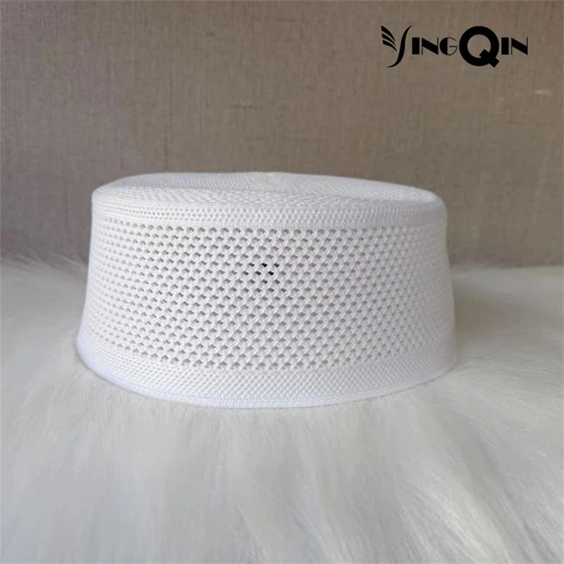 Muslim Caps For Men Clothing Freeshipping Skull Prayer Hat Flat Top Knitted Mesh Kufi Kippah Islamic Saudi Arabia Jewish Summer